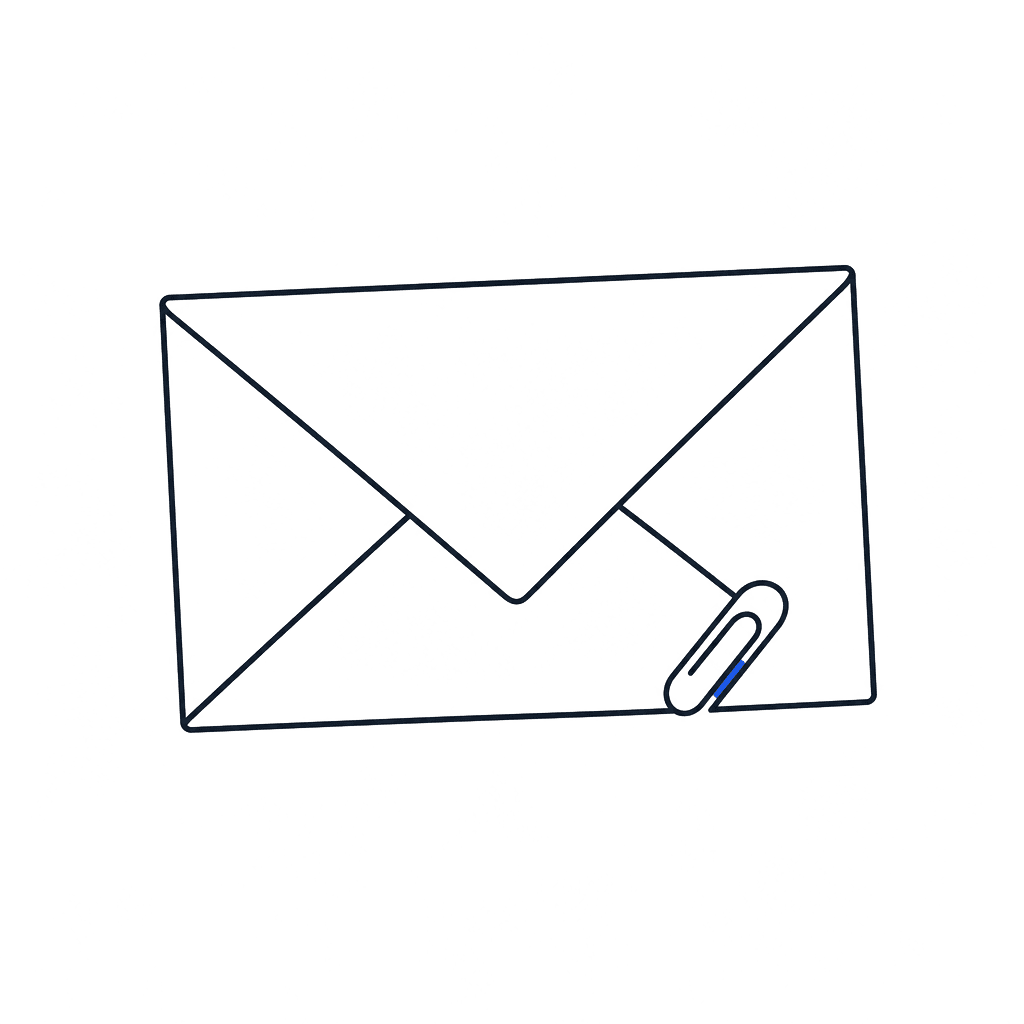 Dessin au trait d’une enveloppe et d’un trombone